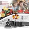 Elektrische Zugstrecke Spielzeugauto Weihnachtsgeschenke Klassische Eisenbahn Lokomotive Waggons Modellspielzeug mit Lichtern Musik für Jungen Mädchen Kinder