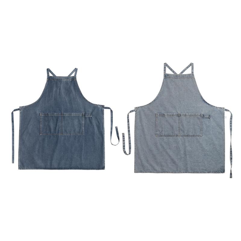 Cotton Jean Apron Denims Material Pinafore for Kitchen Cooking and Painting Unisex Design with Adjustable Straps