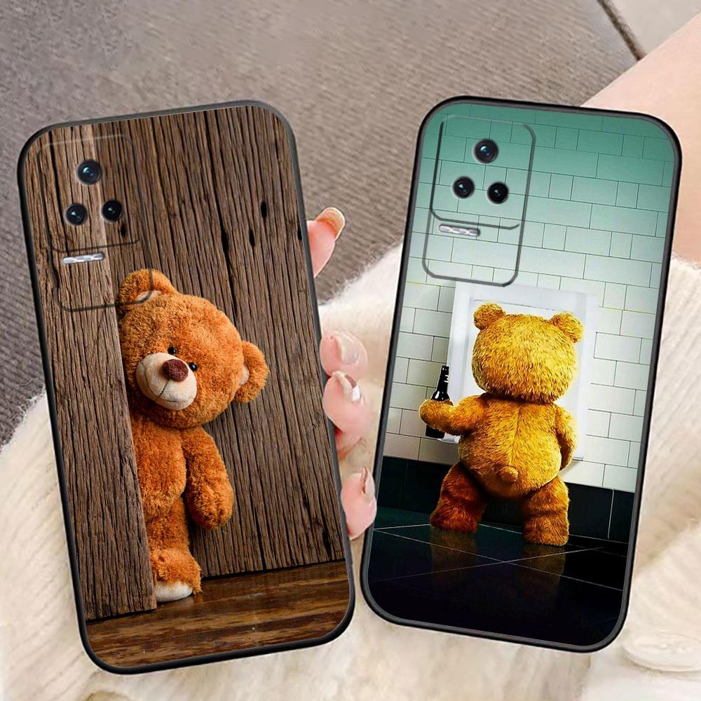 Naughty Cute Bear Phone Case For Redmi K60 K40 K30 15 15C 14C 13C 12C 12 10 10C 9T 9C 9A 9 8 8A A1 A2 A3 Pro Plus Cover Case