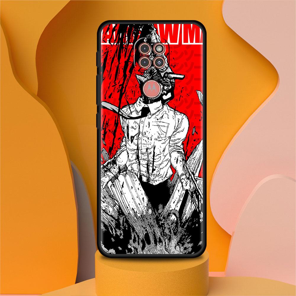Black Luxury Case For Motorola G30 G60 G50 G22 G200 G9 G8 Play Power One Fusion Plus Edge 20 Fundas Cover Anime Chainsaw Man