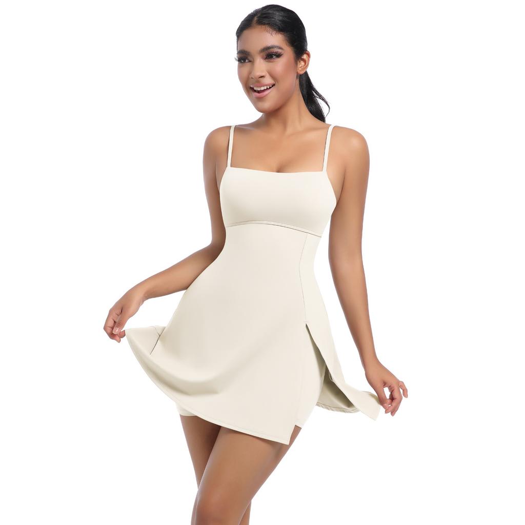 New Cool Camisole Jumpsuit Tennis Skirt Sexy Back Leggings Fitness Solid Color Sports Dress For Women