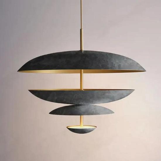 Mid Century 1950s Turquoise Brass Sputnik Chandelier | 4 Shade Industrial Italian Pendant Light Ceiling Fixture