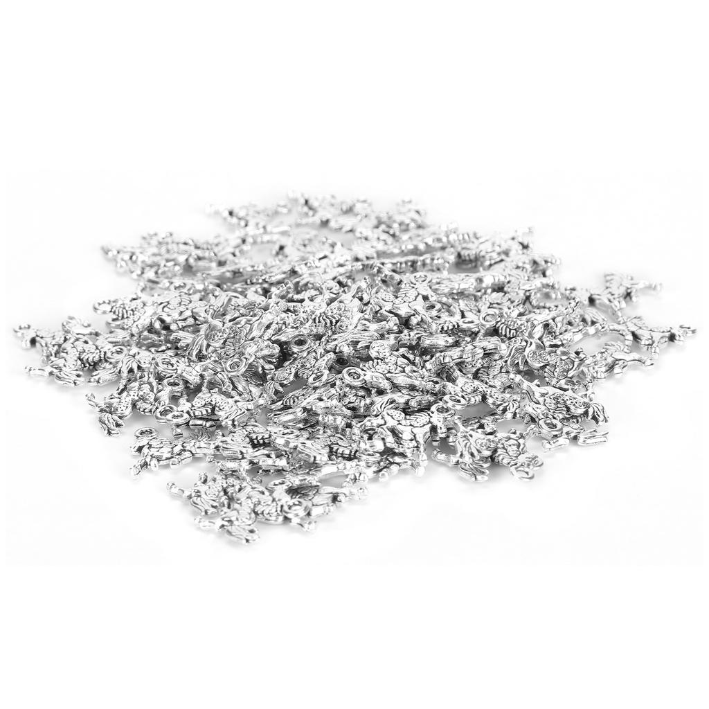 100Pcs Horse Pendant Alloy Material Perforated Bracelet Keychain DIY Jewelry Supplies