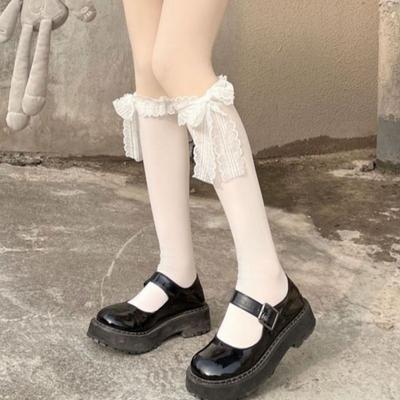 Cute Japanese Style JK Lace Calf Socks for Women | Bowknot Knee High Lolita Socks