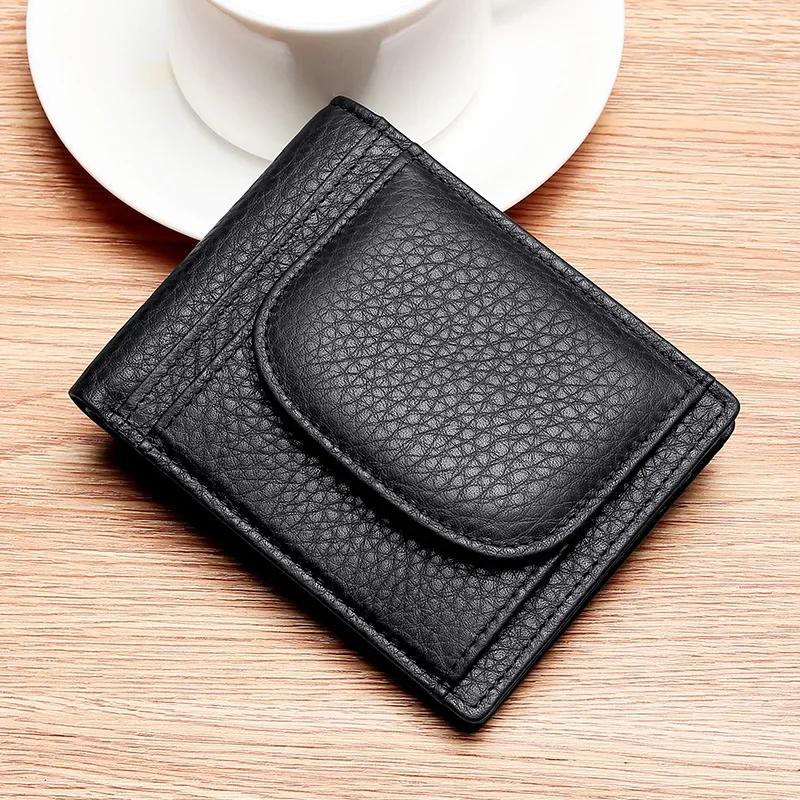 

Маленький держатель для монет, мини-сумка для денег, портативный клатч, новые мужские кошельки из натуральной кожи, мужские кошельки из воловьей кожи чёрный