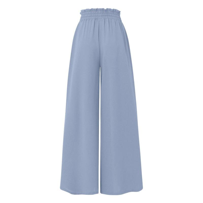 Women's Summer New Wide Leg Pants, Elastic High Waist Long Palazzo Trousers Casual Skirt Pants