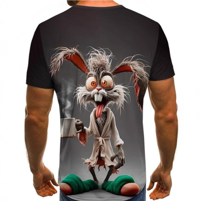 Hot selling trendy creative personality anime animal series 3D printed short sleeved men's casual round neck T-shirt for men