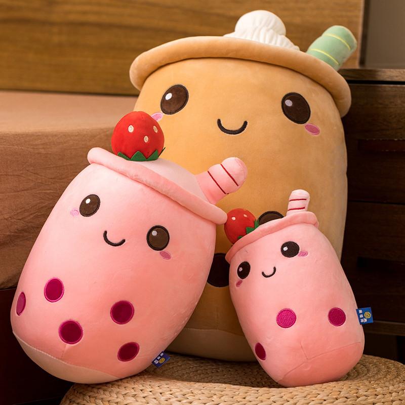 24cm Kawaii Boba Frucht Bubble Tea Cartoon Panda Plüschtier Stofftiere Niedliches Essen Milchtee Weiche Spielzeuge Zimmerdeko Kissen Geschenke