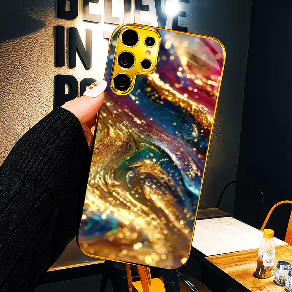 New Model Atmosphere Simplicity High-end Electroplating Glass PhoneCase for Samsung Galaxy S26 S25 S24 S23 S22 S21 FE,Ultra,Plus