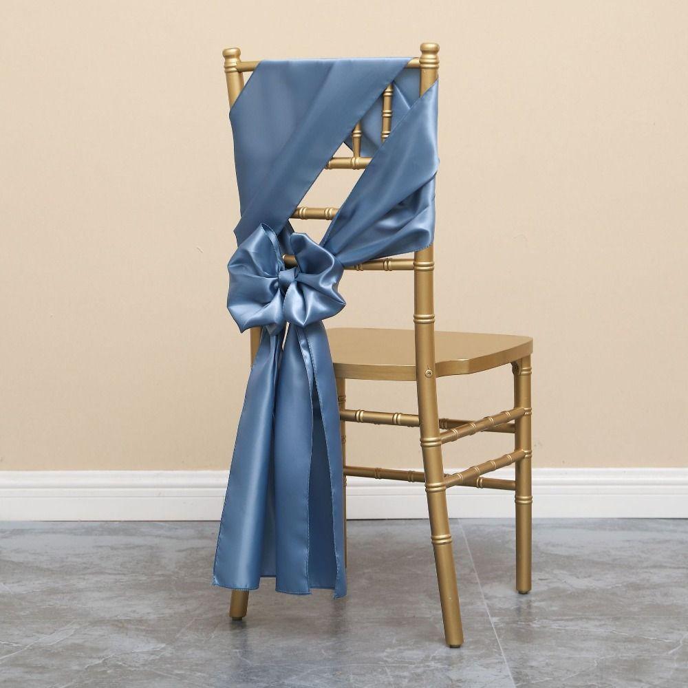 5pcs Vintage Bow Chair Cover 275cm Chair Back Ribbon Satin Wedding Chair Sashes  Baby Shower