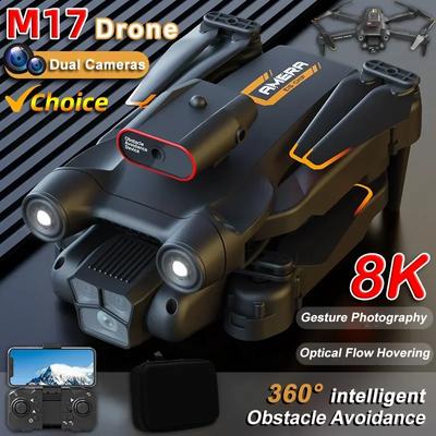 2025 Novo M17 RC Drone 4K ESC Grande Angular HD Câmera Dupla EIS WiFi FPV Dobrável Helicóptero de Controle Remoto Altitude Fixa Quadcopter Brinquedo Presente para Crianças