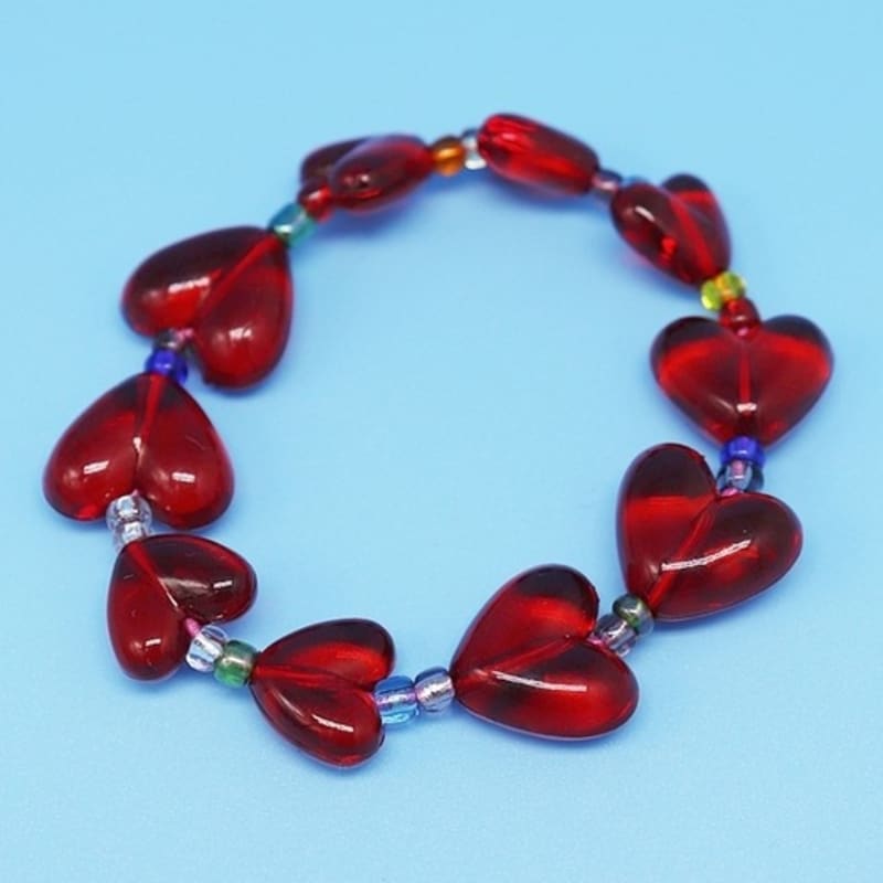 BONBEAU Fancy heart line beads Bracelet Colored heart ball bead bracelet 6 colors