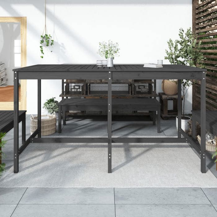 VidaXL Table de jardin gris 203,5x90x110 cm bois massif de pin 824104