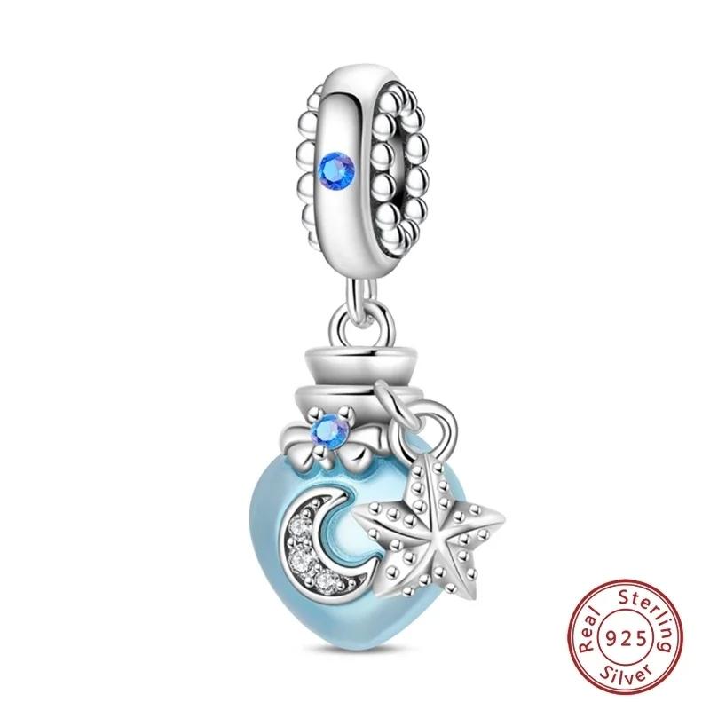 Copper Luminous Blue Wishing Bottle Charms Angel Conch Pendant Bead Fit Bracelet Diy Exquisite Jewelry Making