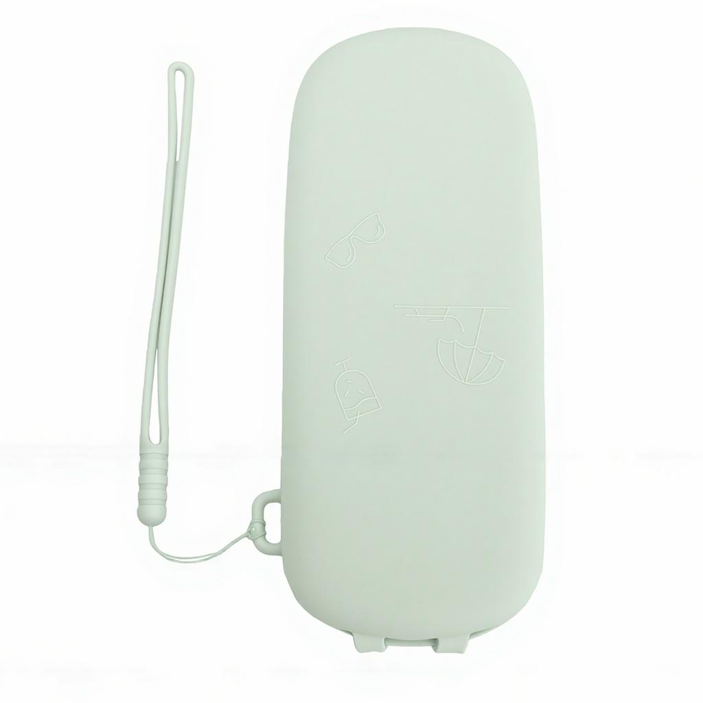Sunglasses Pouch Magnetic Soft Portable Silicone Makeup Brush Pouch with Detachable Strap Green