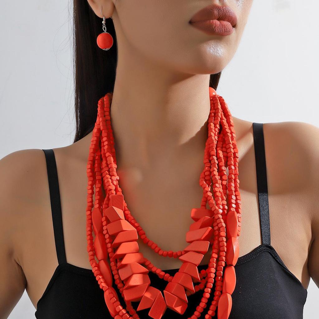 Extravagantní retro bohémský korálkový náhrdelník pro ženy