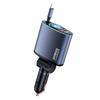 66W Fast Charging Car Adapter with Extendable Type C Cord & USB Slot Suitable for Smartphones and Tablets, Mobile Device