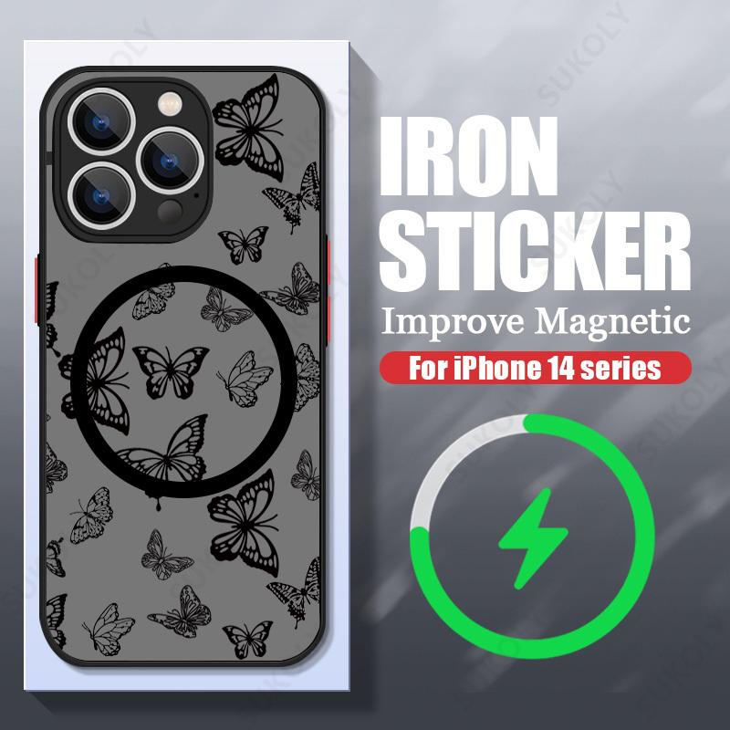

Butterfly Pattern For iPhone 15 14 Pro Max 13 12 14 Pro Max 15 Plus 11 Case For Magsafe Wireless Charging Acrylic Phone Cover For iPhone 15 Plus