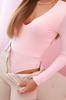 Body Rose Bonbon pour Femme à Manches Longues et Décolleté Profond