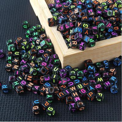100pcs/lot Mixed Acrylic Square English Alphabet Letter Beads Charms Bracelet Necklace For DIY