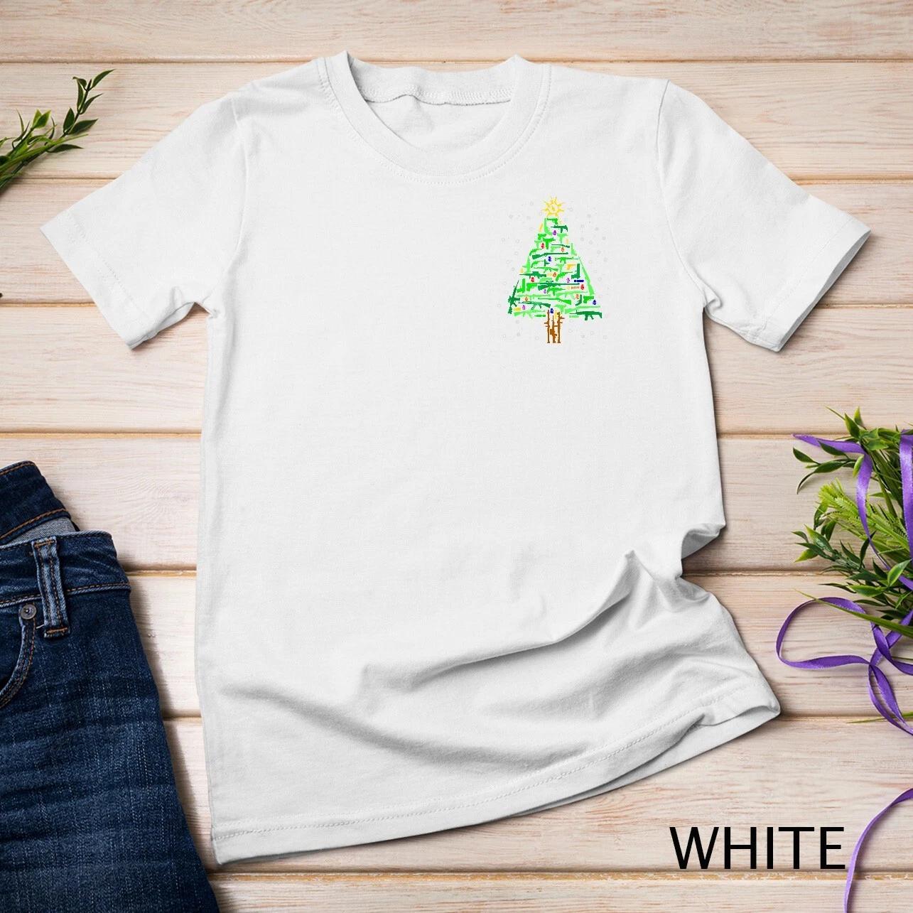 Gun Christmas Tree Funny Veteran Xmas 2024 Gifts Gun Lover Unisex T-shirt 4XL