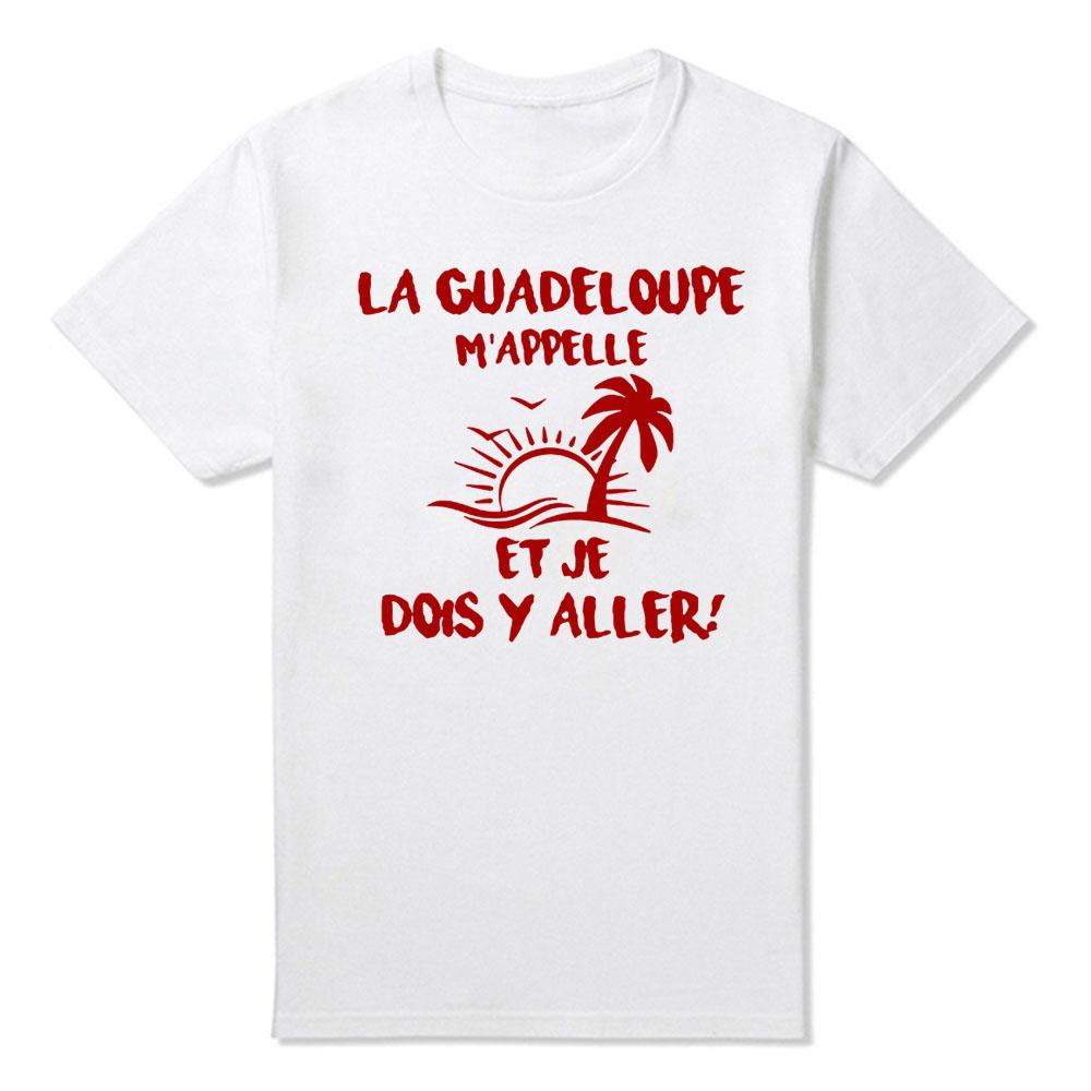 Nový letní styl Guadeloupe bavlna krátký rukáv vtipné tričko grafické Harajuku hip hopové tričko streetwear