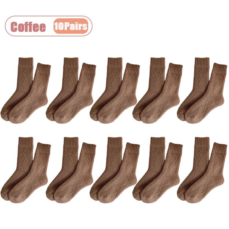 1-10Pairs Winter Plush Socks Women Thick Mid Calf Heating Thermal Long Socks Fall Cold Weather Maternity Postpartum Warm Sock