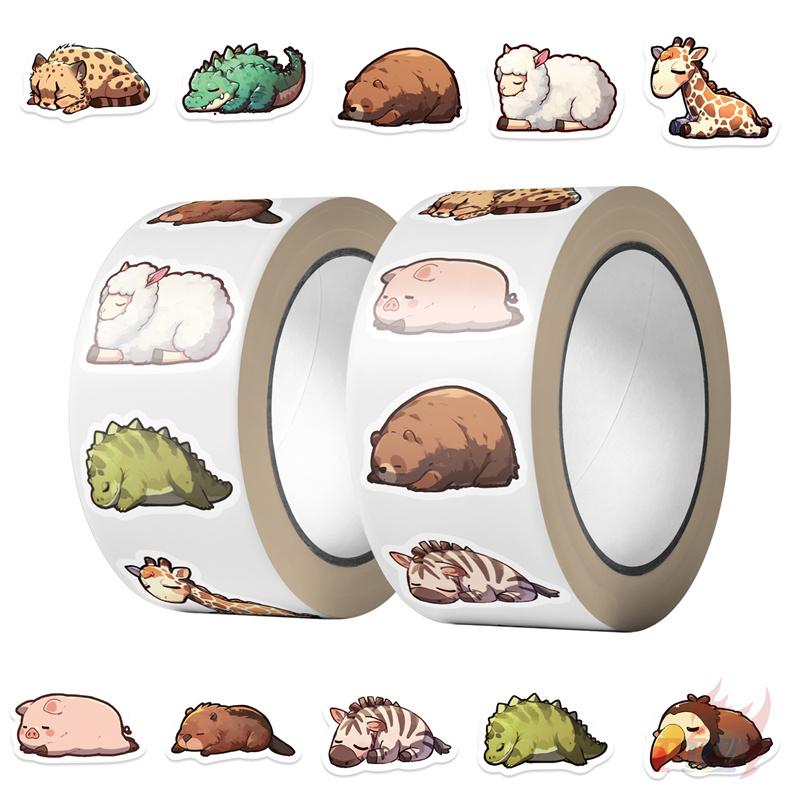 500Pcs/Roll Sleeping Animals Series 02 Kids Rewards Stickers - DIY Scrapbooks Album Decor Sealing Label Decals