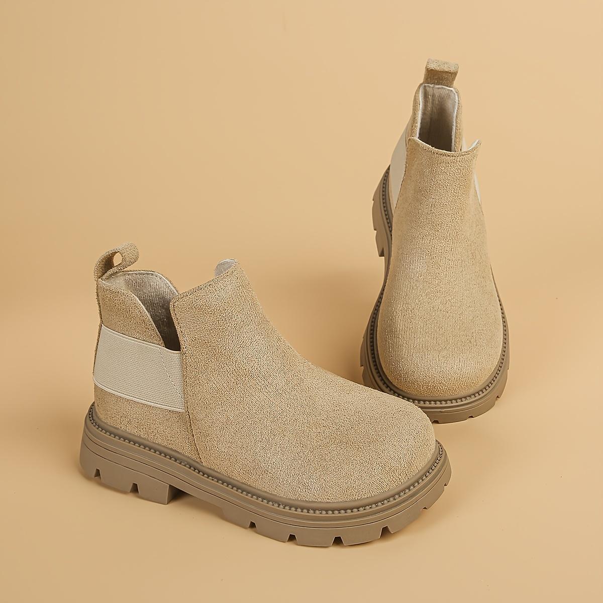 

Girls Mid Calf Boots Comfortable Slip on Casual Walking Shoes Lightweight Flat Sole Indoor Outdoor Daily Activities Parties Fall Winter 36 бежевый