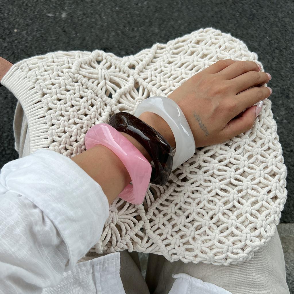 Ingemark Y2K Kpop Irregular Resin Acrylic Bangles for Women New Trend Boho Geometric Charm Wide Bracelets Pulseras Jewelry Gift