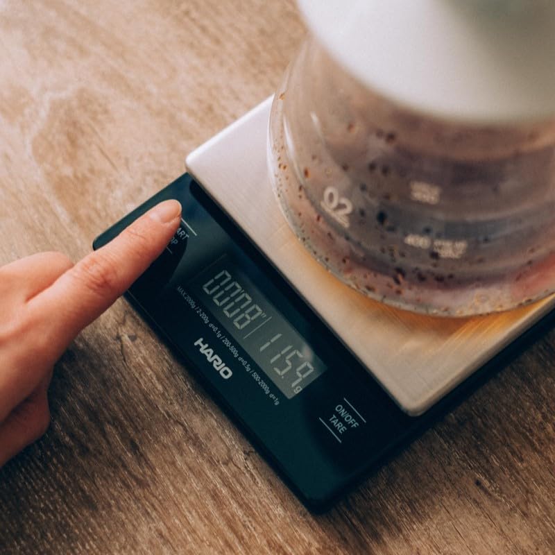 HARIO V60 Metal Drip Hairline Coffee Scale, Silver, Scale, Measurement, Gift, VSTMN-2000HSV