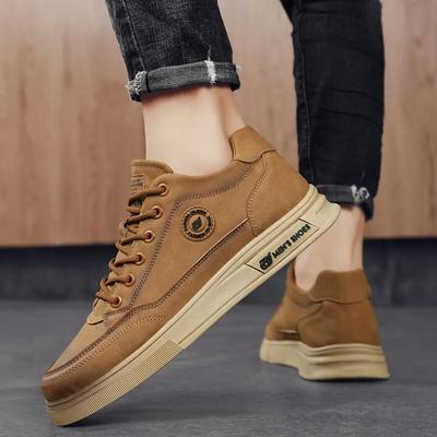 Herrenschuhe Mode Leder Freizeitschuhe für Herren Mesh Atmungsaktive Sneaker Schnürschuhe Plateau Vulkanisierte Schuhe Zapatillas De Hombre