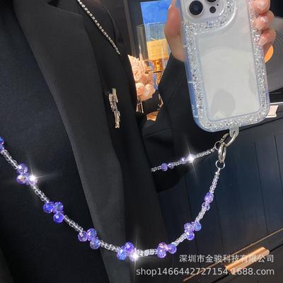Chaîne de téléphone Bandoulière Perles de Cristal Chaîne Longue Peut être Portée sur le Dos Simple Épaule Chaîne Faite à la Main Ins Perles Goutte d'Eau Accroche Sac