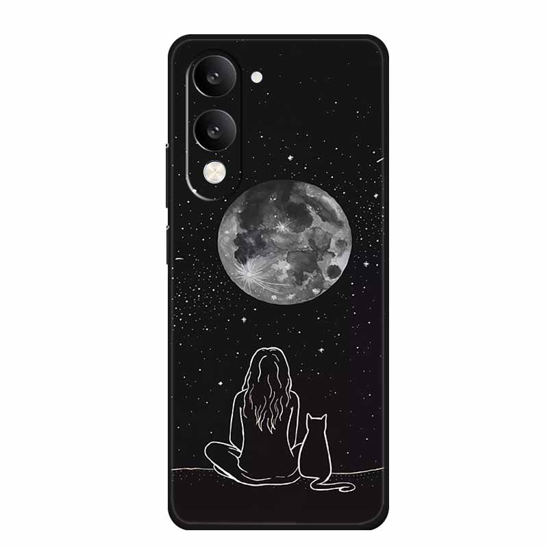 For Vivo Y29T Y29s Case Y 29 T S Coque Flowers Black Silicone Soft Back Cover For Vivo Y19s GT 5G iQOO Z10 Lite Phone Case Funda