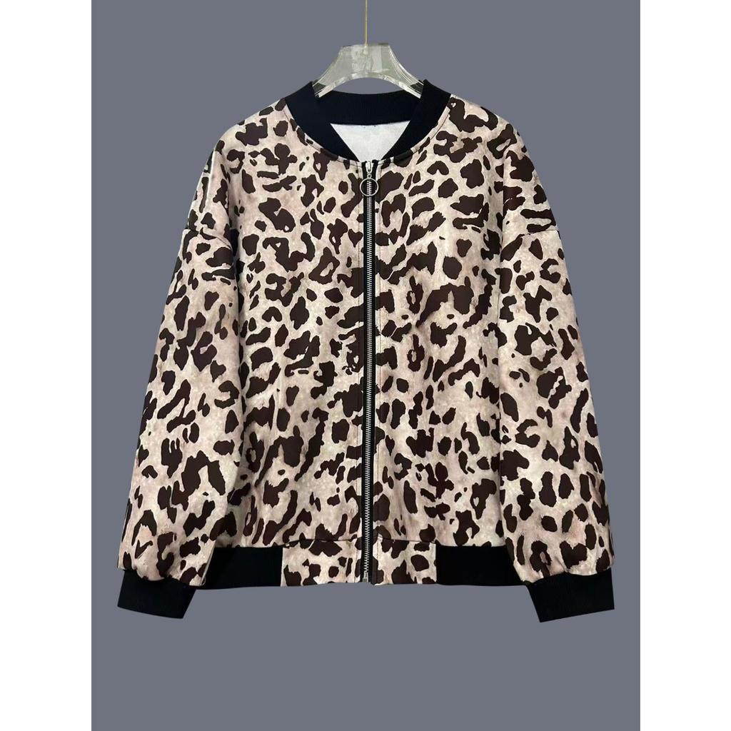 Jesień Zima Amerykański Retro Y2K Kurtka z Panterką dla Kobiet, Luźny Casualowy Streetwear Krótki Top Marynarka, Modny Design Niszowy Odzież Wierzchnia