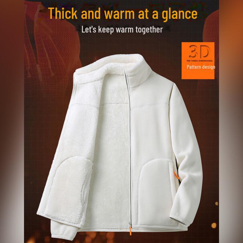 Unisex Outdoor Fleece Jacket: Warm, Windproof, Double-Sided Polar Fleece for Autumn/Winter.
