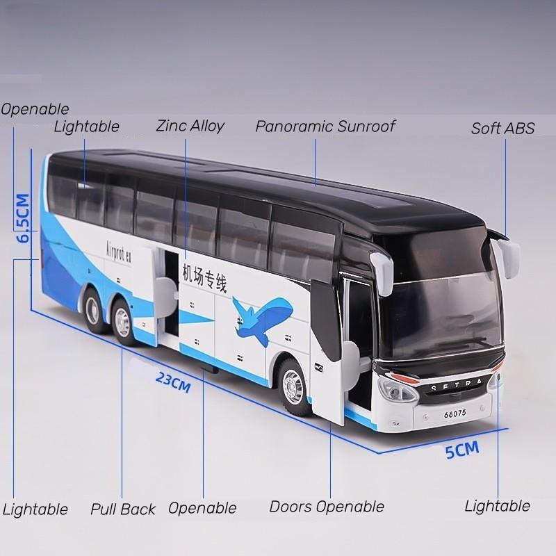 Nový 1/32 Slitinový Jednopodlažní Autobus Model Hračky Odlévaný Simulační Kovový Podnikový Autobus Vozidlo Zvuk Světlo Stahovací Dětský Dárek Hračka