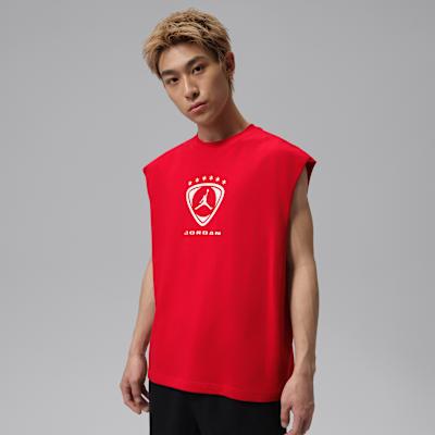 Jordan Brooklyn Tank Tops Men s University Red/White Crew Neck Moderat M