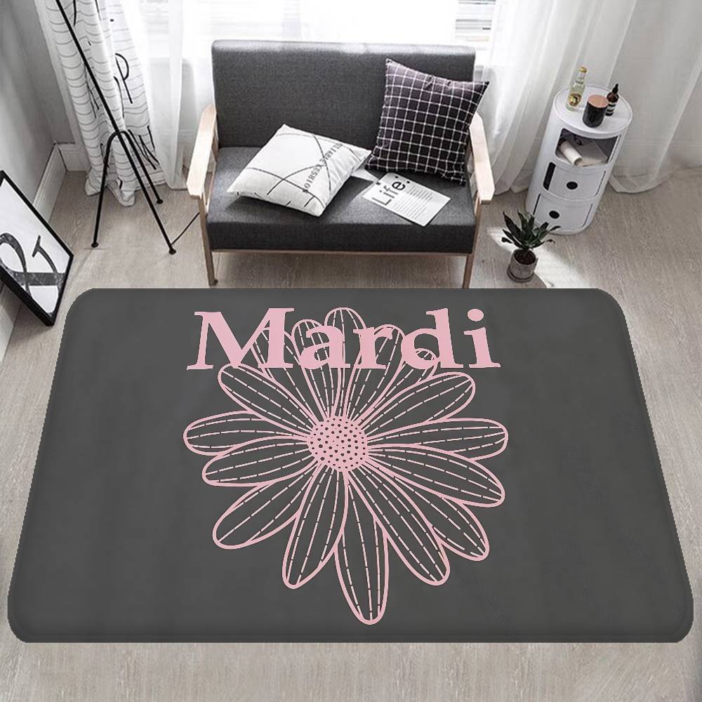 Designer Trendy Brands M-Mardi Fashion Logo Floor Mat Cheaper Anti-slip Modern Living Room Balcony Printed Bedside Mats
