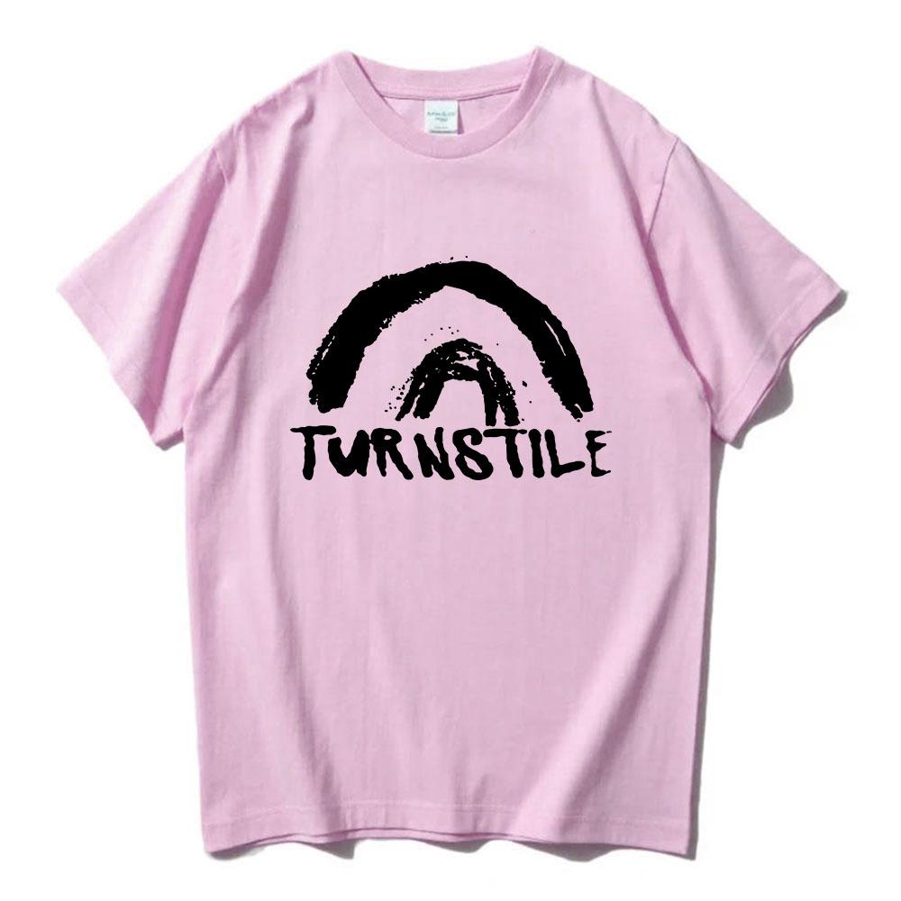 TURNSTILE DOUBLE RAINBOW T-shirt Summer Short Sleeve Male Tshirts Casual Fashion Loose Cotton T Shirt Men Women Tees Streetwear