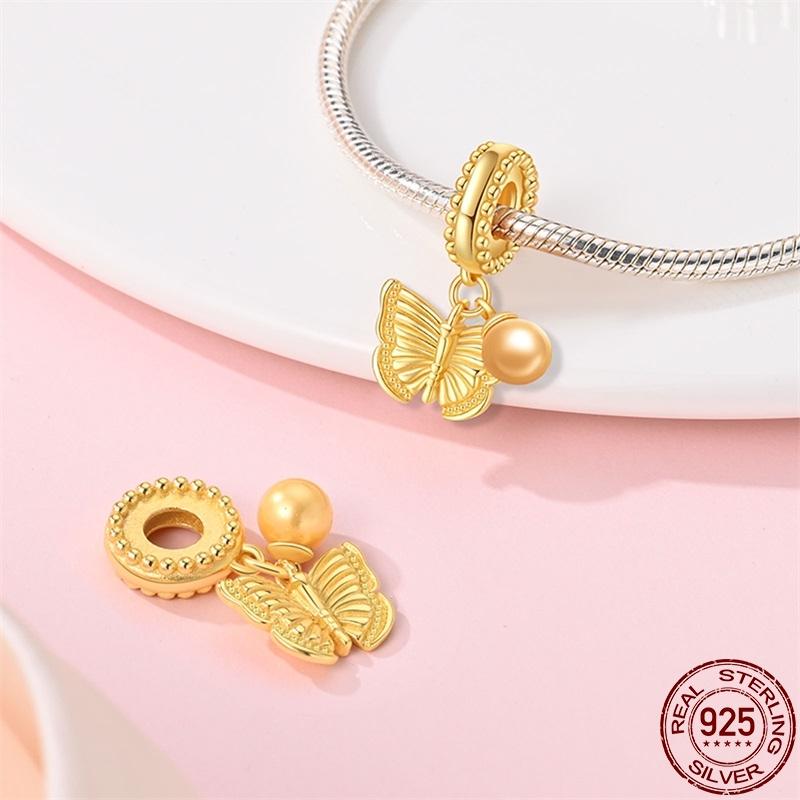 Copper Classical Butterfly Luminous Star Moon Pendant Fit 3Mm Pan Bracelet Diy Beads Fashion For Women Jewelry Gift