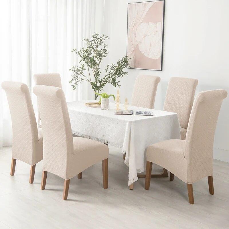 XL-Größe, Rhombus-Jacquard-Stretch-Stuhlbezug, hohe Rückenlehne, elastische Bezüge für Esszimmer, Küche, schmutzabweisender, kratzfester Sitzbezug