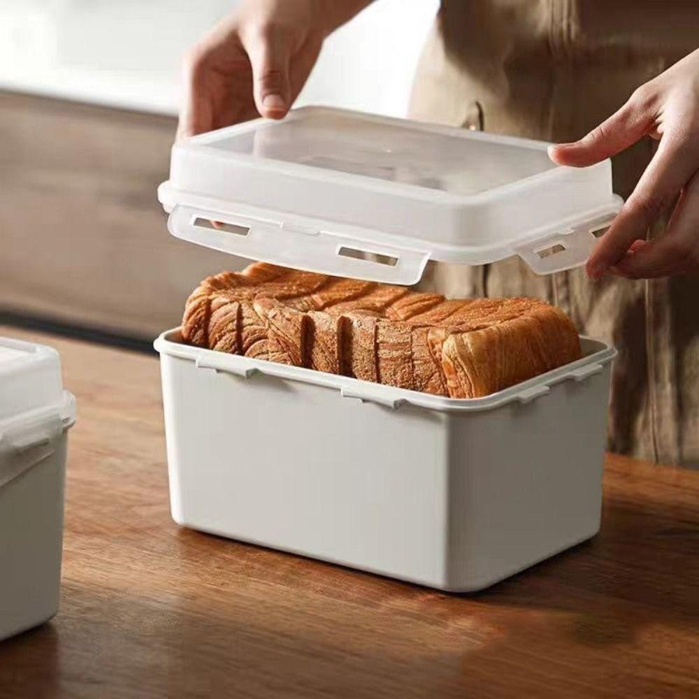 Practical Plastic Toast Box Sealed Fresh Keeping Bread Storage Box with Lid Vegetable Fruit Storage Container Kitchen