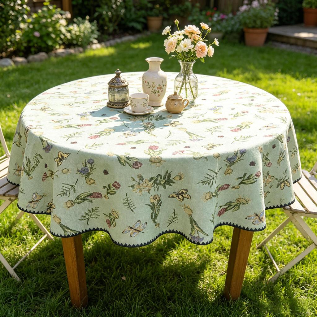 Kitchen Dining Room Daily Arrangement Convenient Soft Fabric Cotton Round Table Cloth