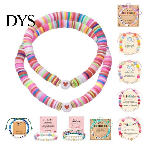 Adjustable Kids Bracelet Sister Friendship Beaded Bohemian Colorful Polymer Clay Beads Big Sis Gift for Women Friends Girls Daily Wear