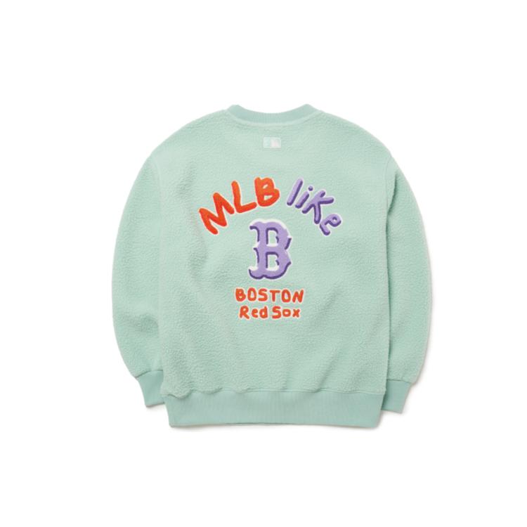 MLB Boston Red Sox, Sherpa Sports Fleece Lined Crew Neck Sweatshirt Unisex Mint Green 3AMTF5316-43MTL L
