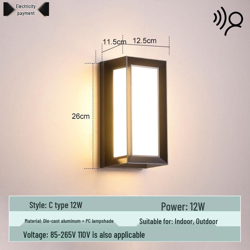 Waterproof Minimalist LED Wall Light with Smart Sensor for Outdoor Use
