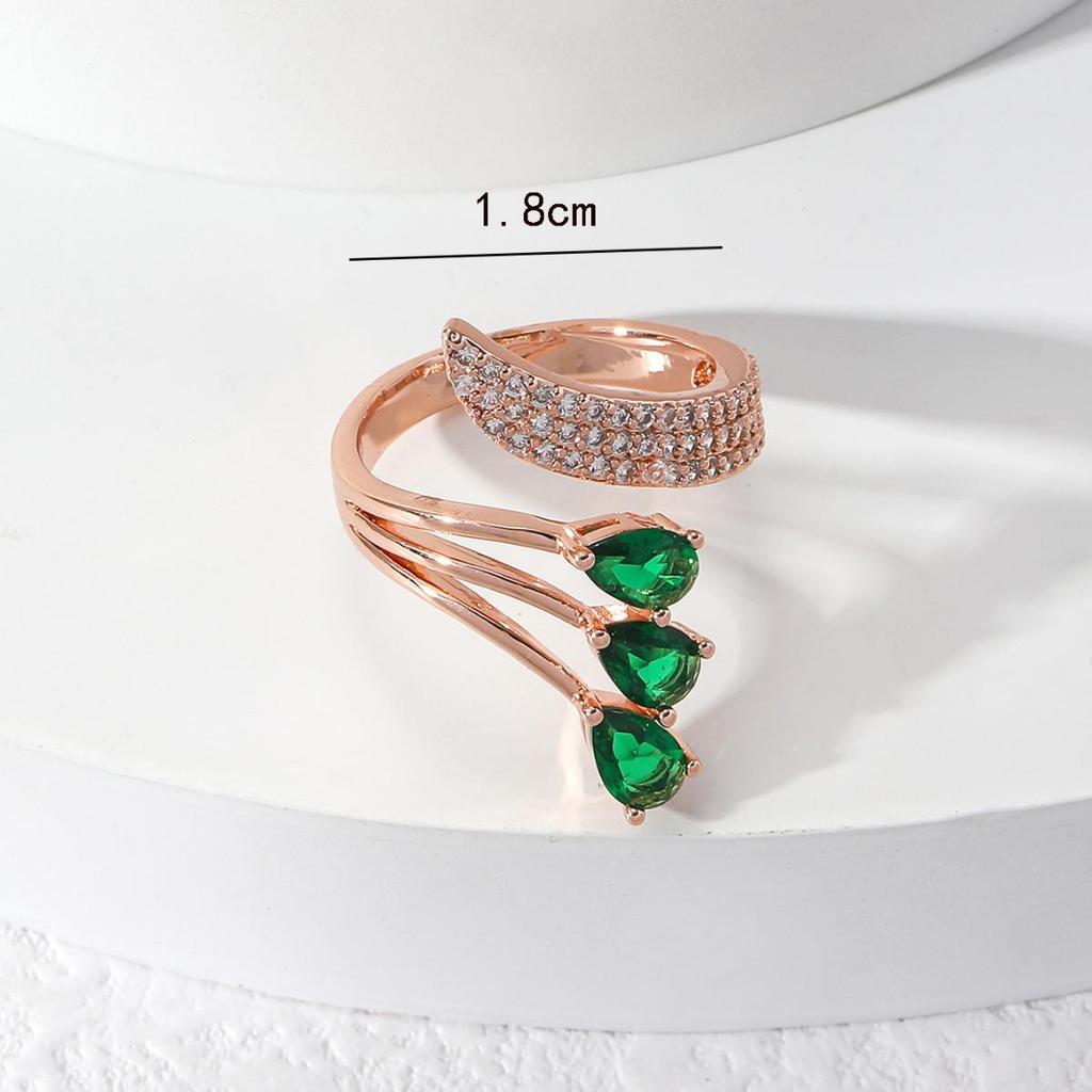 Fashionable Light Luxury Zircon Teardrop Ring: Women's Versatile Marquise Cut Open Finger Design