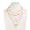 Wind Imitation Pearl Beads Stacked Necklace, Sweet And Cool Love Bow Elbow Collarbone Chain Necklace