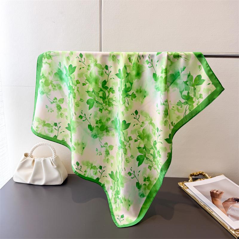 Fashion Floral Print Satin Hairbands Scarf Women 2026 New Elagant Bandana Neck Kerchief Head Bands Foulard Female Scarfs
